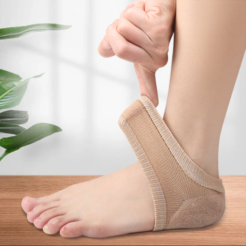 Protector de Gel de silicona para el talón, almohadillas para el talón, soporte para fascitis Plantar, cuidado de los pies, cojín de reparación de la piel, calcetines de media yarda