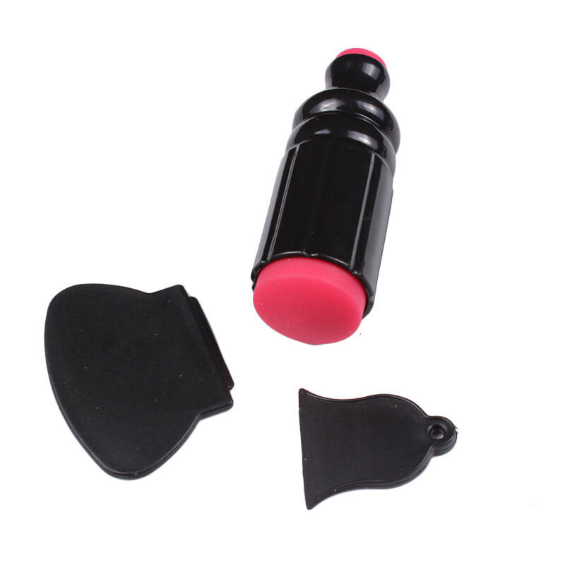 1つのプラスチック製のスクレーパーと2つのシリコンヘッドを備えたネイルアートのツール,黒い色のプラスチック製のエンボスプレート