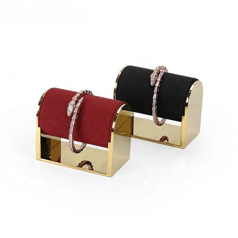 Custom. VANLOCY fashion spot black jewelry bracelet display stand metal display bright gold bracelet stand