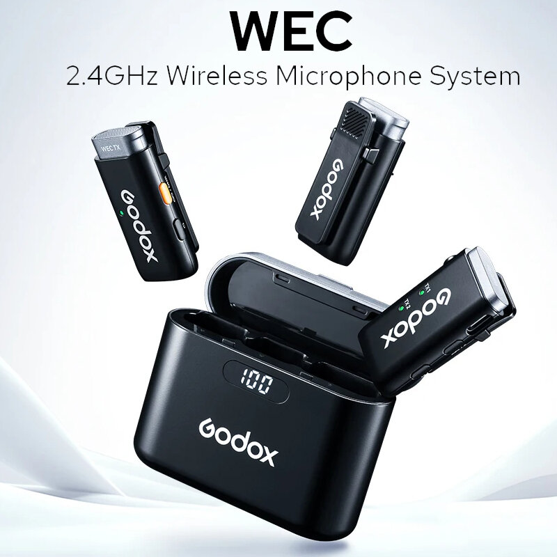 Беспроводной петличный микрофон Godox WEC, 2,4 ГГц, для камеры, DSLR, смартфона