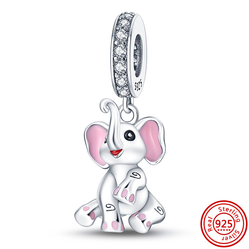 925 Sterling Silber Elefanten form Anhänger exquisite Perlen passen Pandora Original Charm Armband edlen Schmuck DIY Accessoires