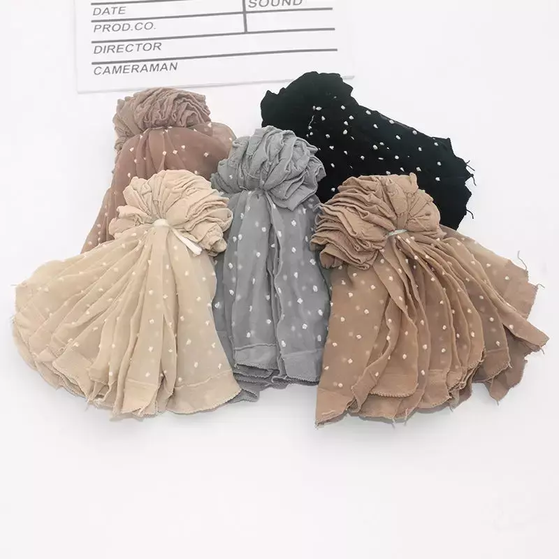 Calcetines elásticos ultrafinos para mujer, medias de seda de cristal, de nailon, a la moda, tobilleras cortas, color negro