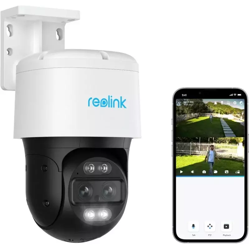 REOLINK sistem kamera keamanan PTZ 4K, IP PoE 360 kamera dengan lensa ganda, Auto 6X Hybrid Zoomed Tracking, 355 Pan & 90 Tilt,