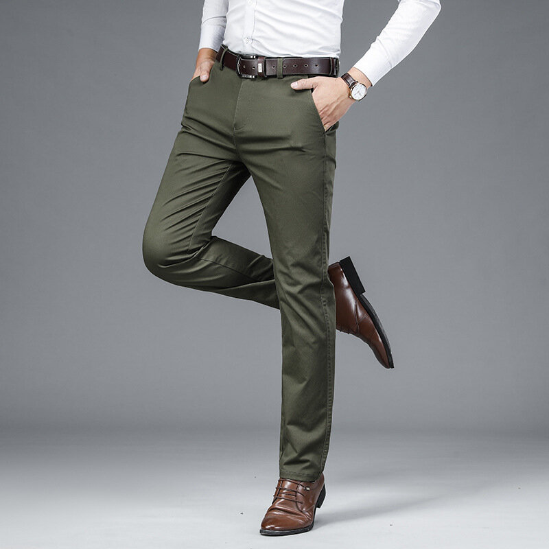 Летние мужские строгие брюки, мужские прямые брюки из спандекса 2024