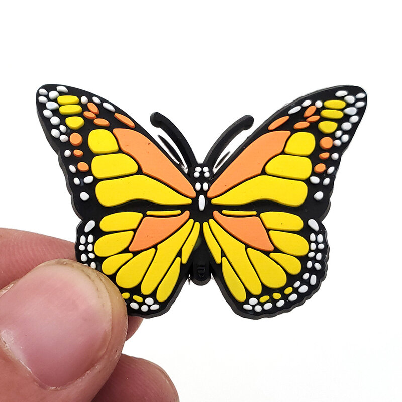 1-8Pcs Colorful Butterfly PVC Shoe Charms High Quality DIY Shoe Accessories Fit Clogs Decorate Girl Kids Gifts