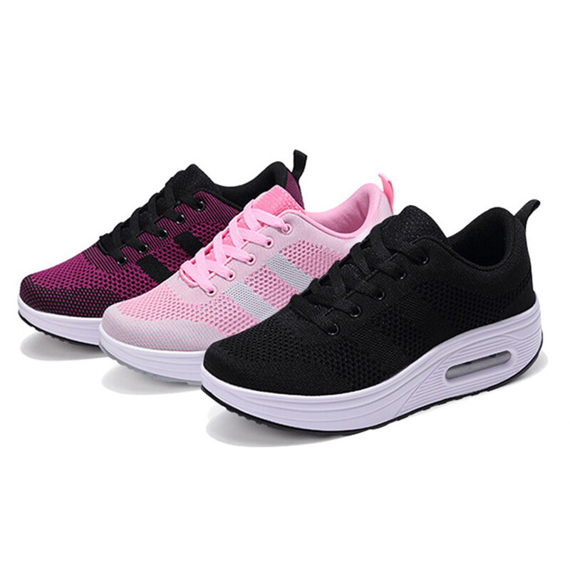 Multi Style Personalized Women's New Full Court Sports Shoes Flying Woven Breathable Soft Sole Casual Shoes