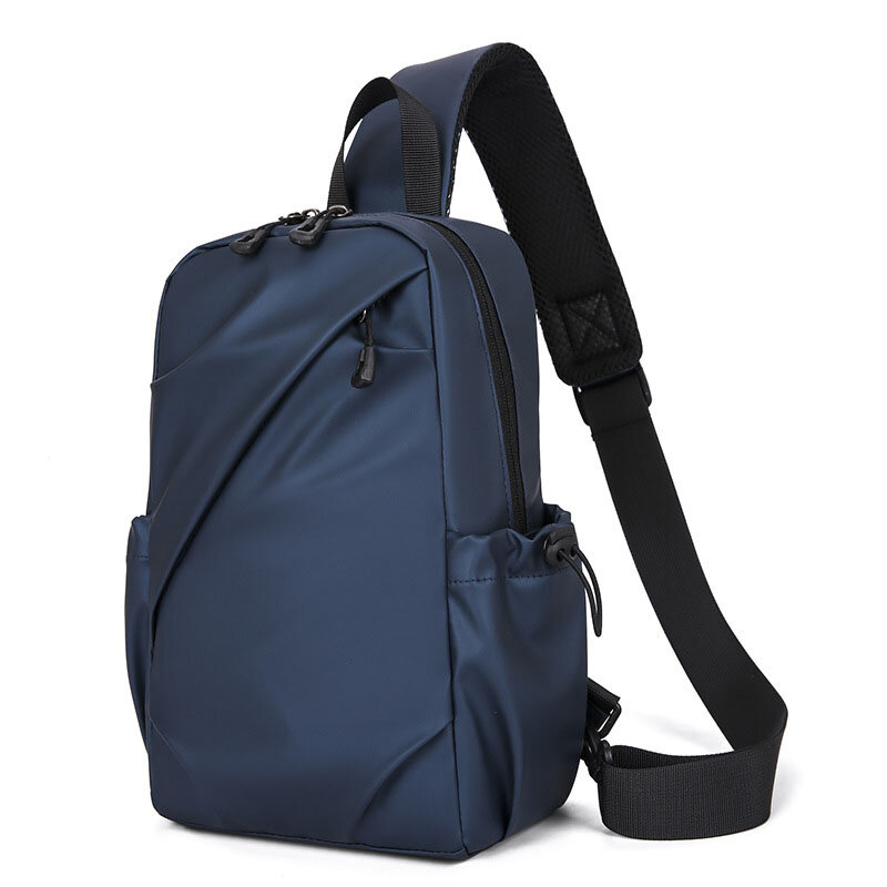 Tas selempang pria trendi, tas selempang pria, tas penyimpanan sederhana untuk perjalanan, tas kurir hitam, tas bahu kopi, warna Solid