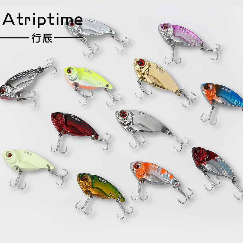 Artificial Metal Vib Blade Lure, Sinking Vibration Iscas, 3D Eyes, Bass, Pike, Perch Pesca, 12 cores, 7g, 10g, 15g, 20g