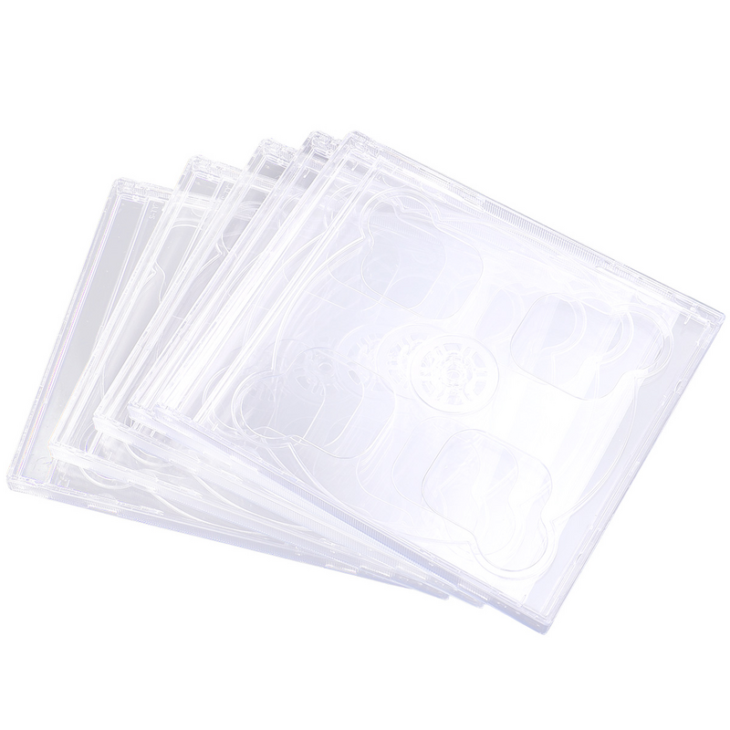 5pcs Dual CD Jewel Case with Assembled Clear Tray Standard Empty Clear Replacement DVD Case Portable CD Package Case