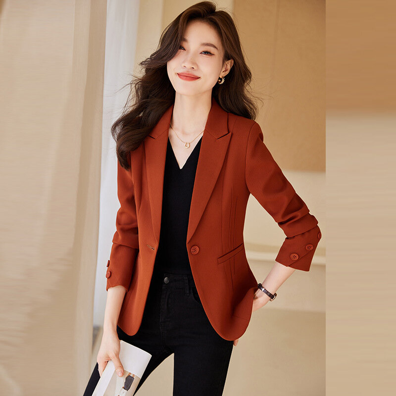 Fashion Formal Blazer Women Spring Autumn Coat 2024 New Korean Long Sleeve Jacket Office Ladies Casual Coats Female Outerwear