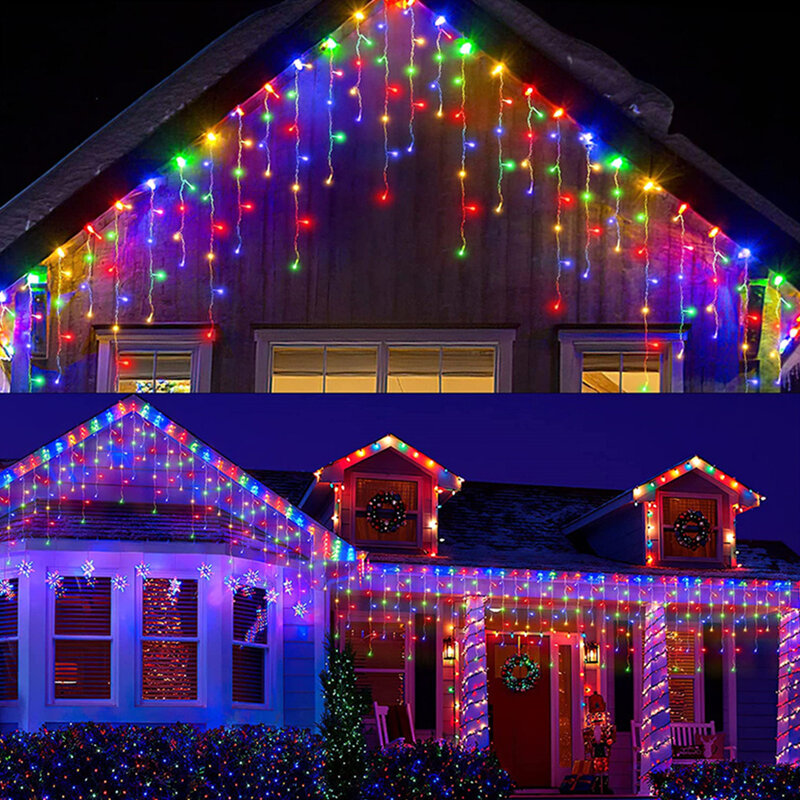 5m 96 LEDs kurtyna girlanda z lampkami w kształcie sopli IP44 wodoodporna oszczędność energii 8 tryby oświetlenia dekoracja na zewnątrz światła do wystroju domu