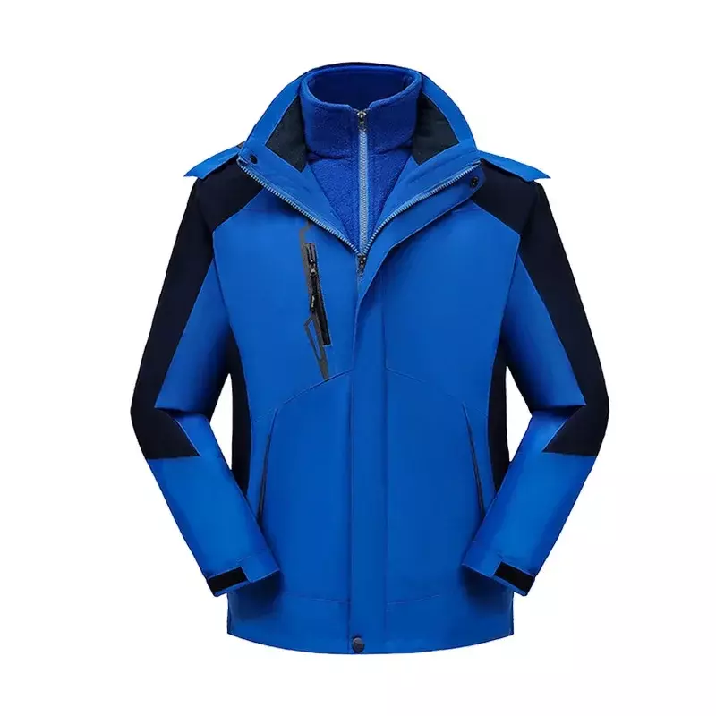Men's And Women's Three In One Stand Collar Winter Velvet Windproof And Waterproof High-Quality Couple's Mountaineering Jacket
