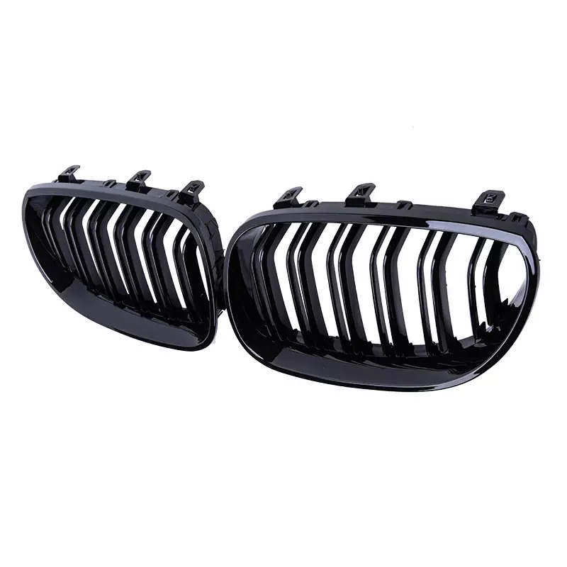 Решетка для переднего бампера автомобиля Pulleco, решетки для гоночного радиатора BMW E60 E61 5 серии 2003-2009, глянцевая черная Автомобильная двойная решетка