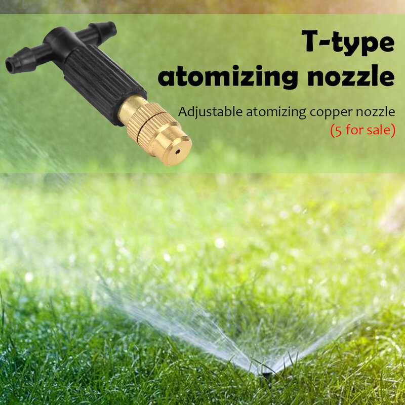 50-1pcs 4/7PVC Outdoor Misting Cooling System Garden Irrigation Watering 1/4'' Brass Atomizer Adjustable Garden Micro Sprinklers