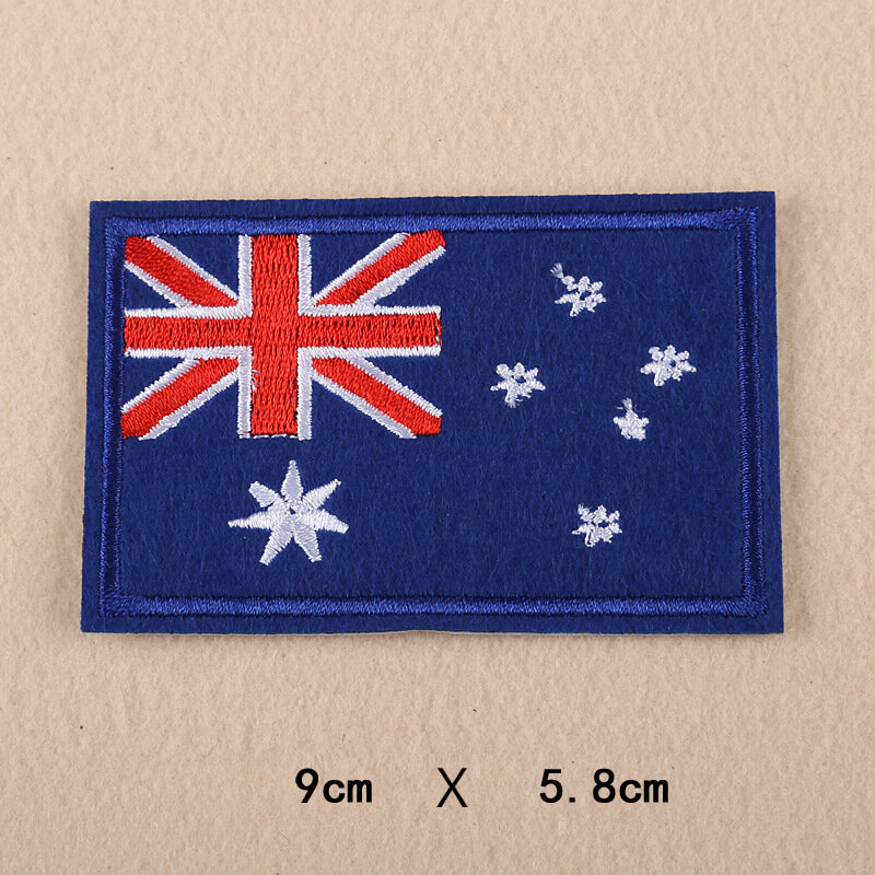 Hot Selling National Flag Embroider Logo Fabric Sew Patch Label Sticker for Skirt Cloth Hat Jeans Backpack Adhesive Emblem Badge