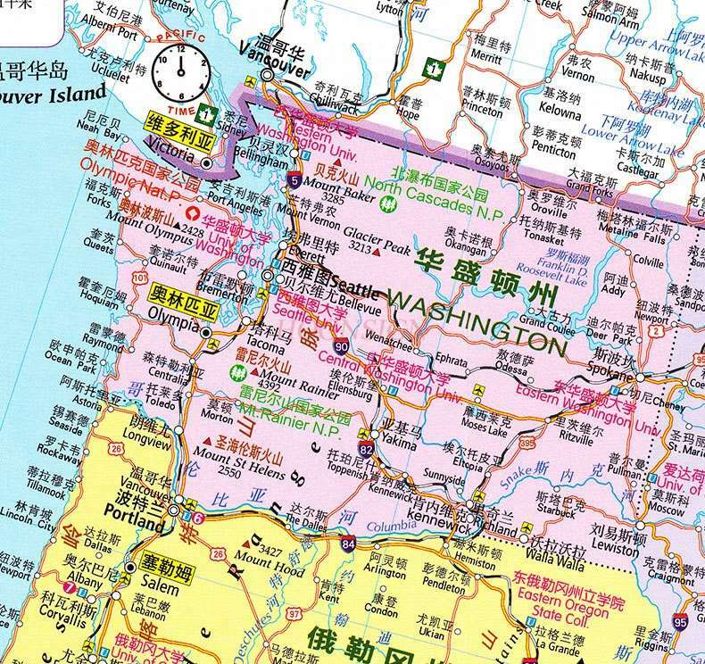 中国の米国州の地図と町の主要な国内大学の分布を表示