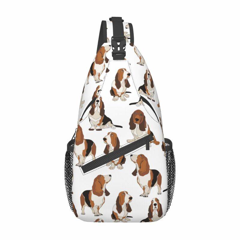 Basset Hound Dogs Crossbody Sling Bags Cool Chest Bag zaino a tracolla Daypack per viaggi escursionismo campeggio Satchel
