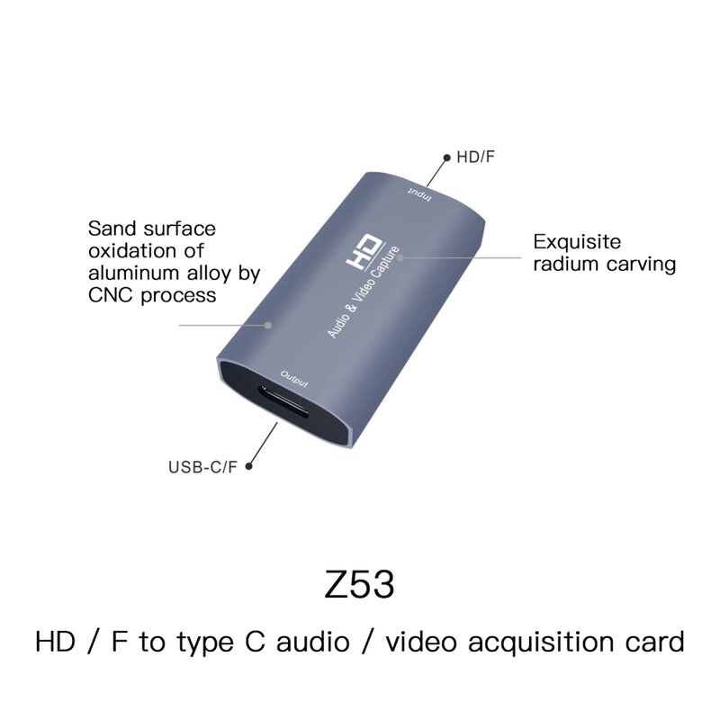 Camcorder 4k -out aluminium Aloi HDMI, Kompatibel Usb 3.0 untuk tombol Game Capture Board Video 60fps Capture Card