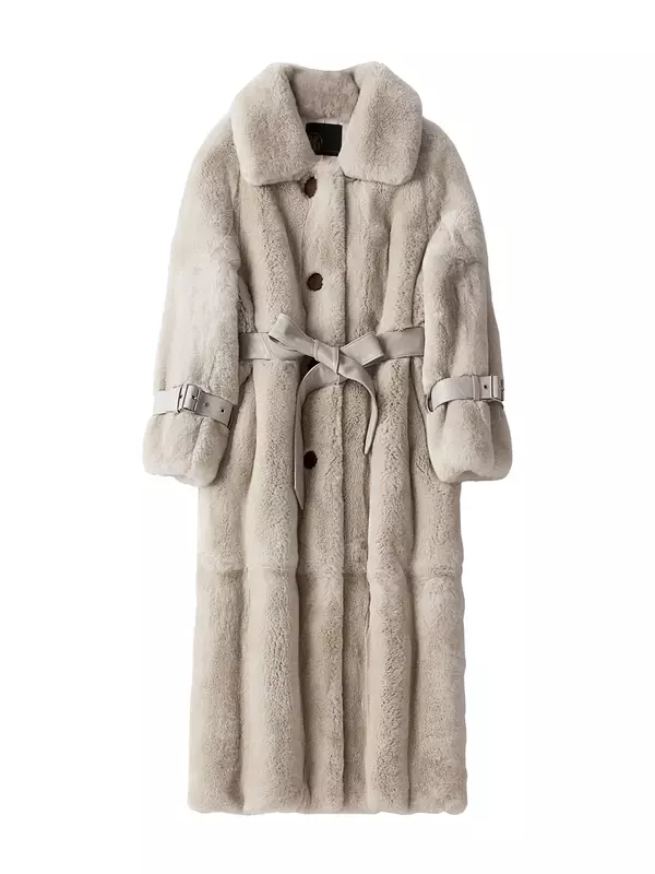 High Quality Real Rex Rabbit Fur Female Jacket Autumn Winter Long Oversized Women's Coats Warm Women's Clothing Casacos Zjt1670