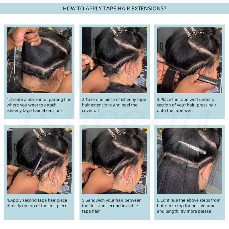 Plester lurus dalam ekstensi rambut manusia wanita, pita lurus alami hitam 12 "-26", ekstensi rambut asli 20 buah/pak