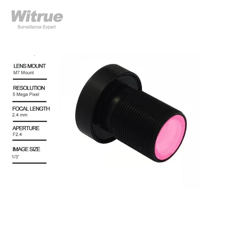 Witrue-Objectif de caméra CCTV à faible distorsion, Mini caméras de sécurité de surveillance, Monture M7, HD, 5MP, 2.4mm, 1/3 ", F2.4