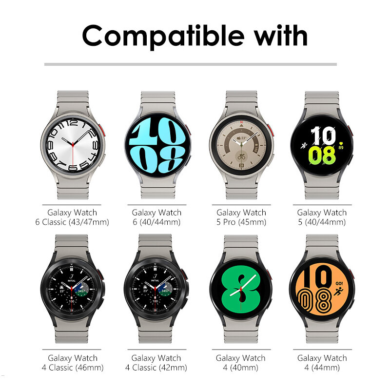 Pulseira de couro sem lacunas para Samsung Galaxy Watch, Quick Fit, cinta de fivela magnética, relógio clássico 6, 4, 5, 4, 40mm, 44mm, 43mm, 47mm