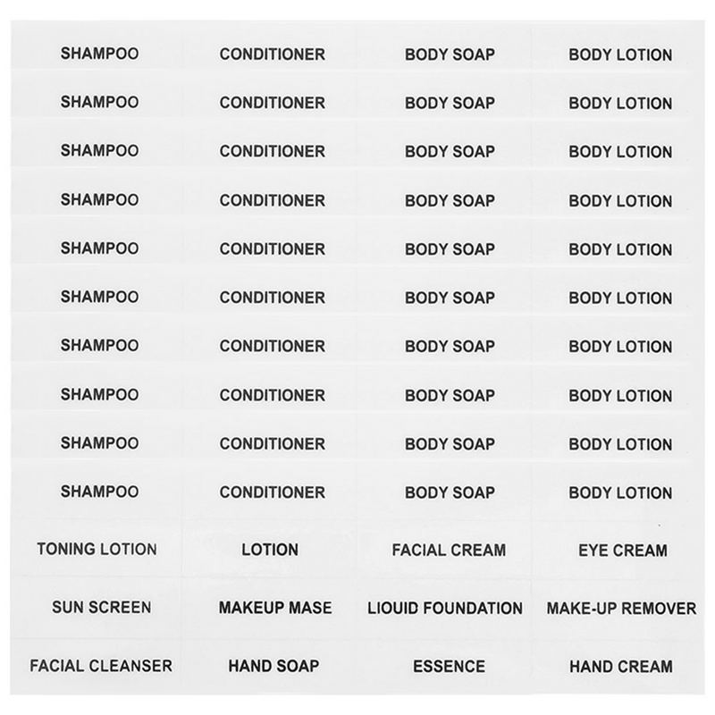 Etichetta adesiva da 20 fogli etichetta adesiva impermeabile per Dispenser di Shampoo secondario