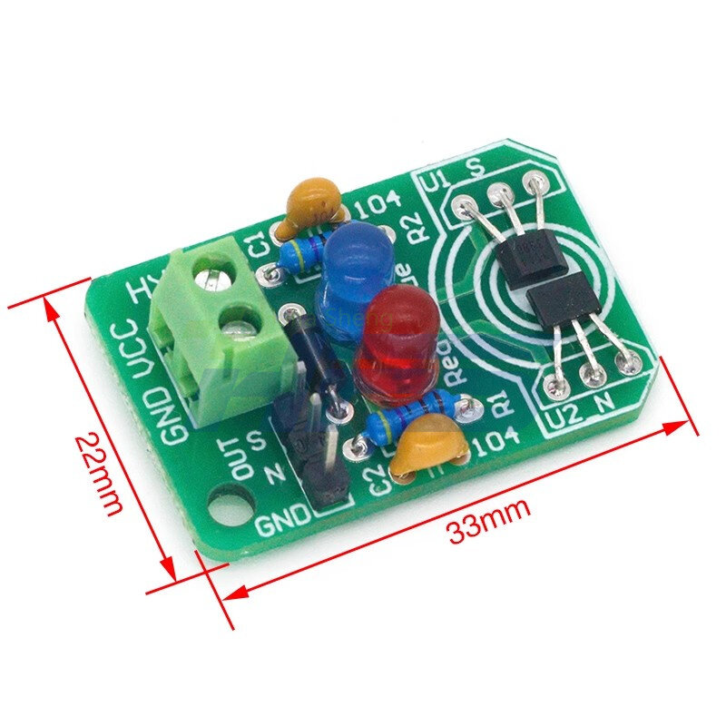 Magnetic detection Hall magnetic induction sensor magnetic pole resolution device North and South pole detection module DIY loos