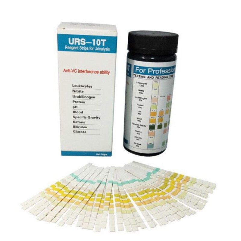 100 Bandes URS-10T Bandes de Réactif Urinsubtile 10 Paramètres Bandelette d'Essai Urin
