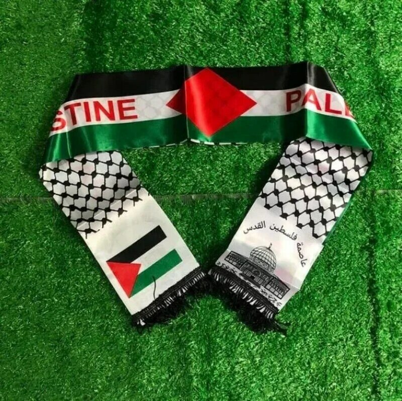 Bufanda colorida de la bandera de Palestina, pañuelo colgante para el cuello, decoración de boda, tamaño 14cm x 130cm