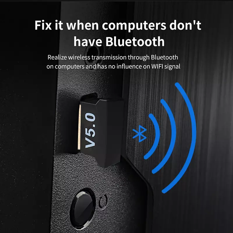 USB Bluetooth 5.0 Adaptador Transmissor, Receptor Bluetooth, Áudio, Dongle, Sem fio, Computador, PC, Laptop