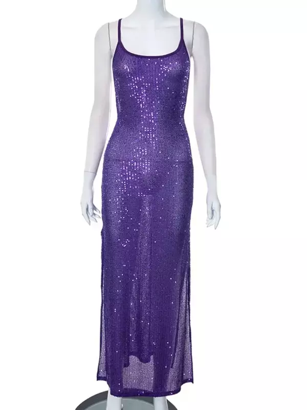 Женское прозрачное вечернее платье без рукавов с разрезом по бокам, 2024