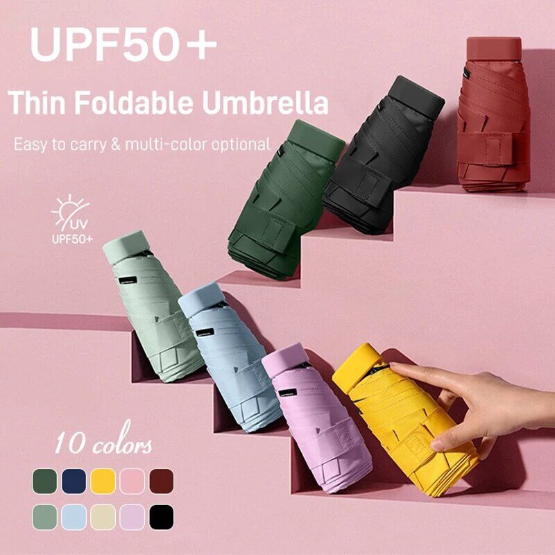 Umbrella Sun Rain Super Light Portable Card Umbrella Umbrella Parasol Folding Sun Umbrella Mini Umbrella Small Size Easily Store