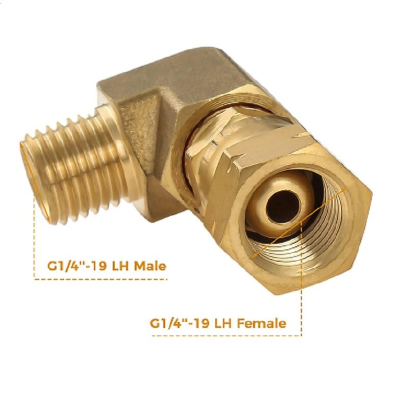 LPG sudut koneksi kuningan 90 ° 1/4 inci kiri kompor Gas selang sudut adaptor koneksi Gas siku 1/4 inci konektor sudut kiri