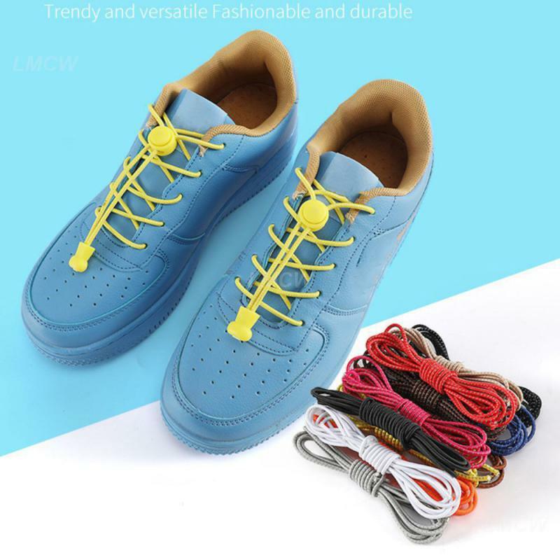 1 ~ 4set tali sepatu malas Sneakers tanpa tali elastis 1 pasang 22 warna tali sepatu elastis tali sepatu lebar dewasa
