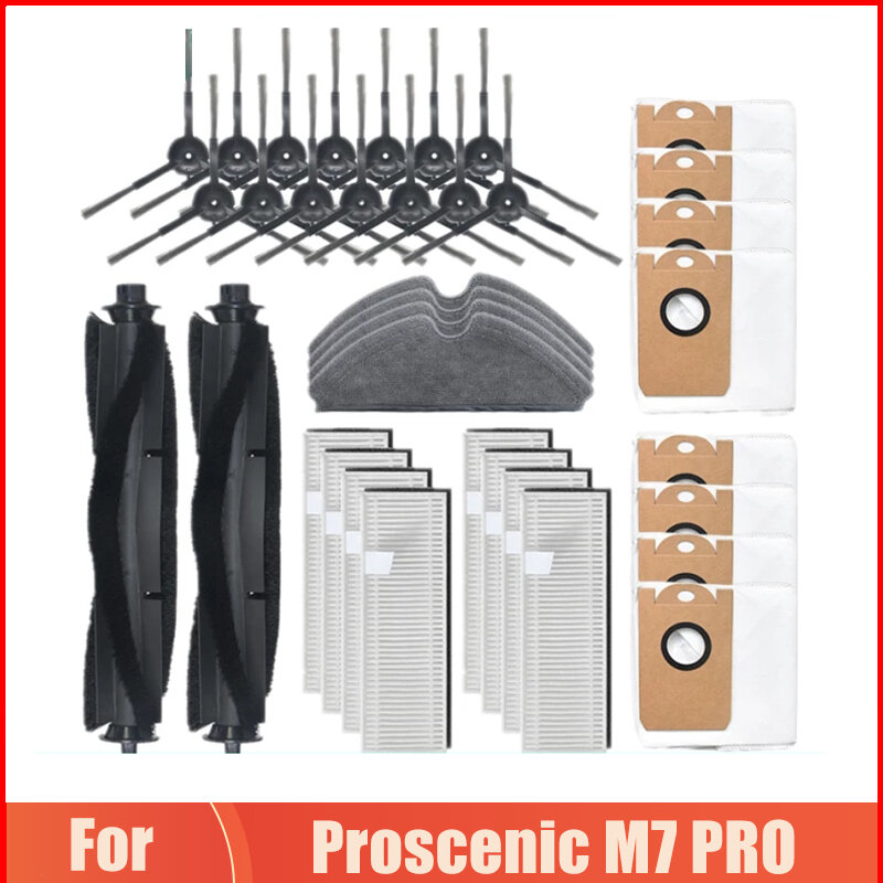 Piezas de bolsa de polvo de filtro HEPA para aspiradora Proscenic M7 PRO/Kyvol Cybovac S31 /Uoni V980 PLUS/ Honiture Q6, cepillo principal/lateral