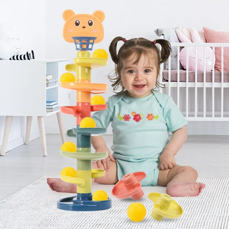 Giocattoli per bambini Rolling Ball Pile Tower giocattolo educativo precoce per bambini pista rotante giocattolo impilabile regalo educativo per bambini