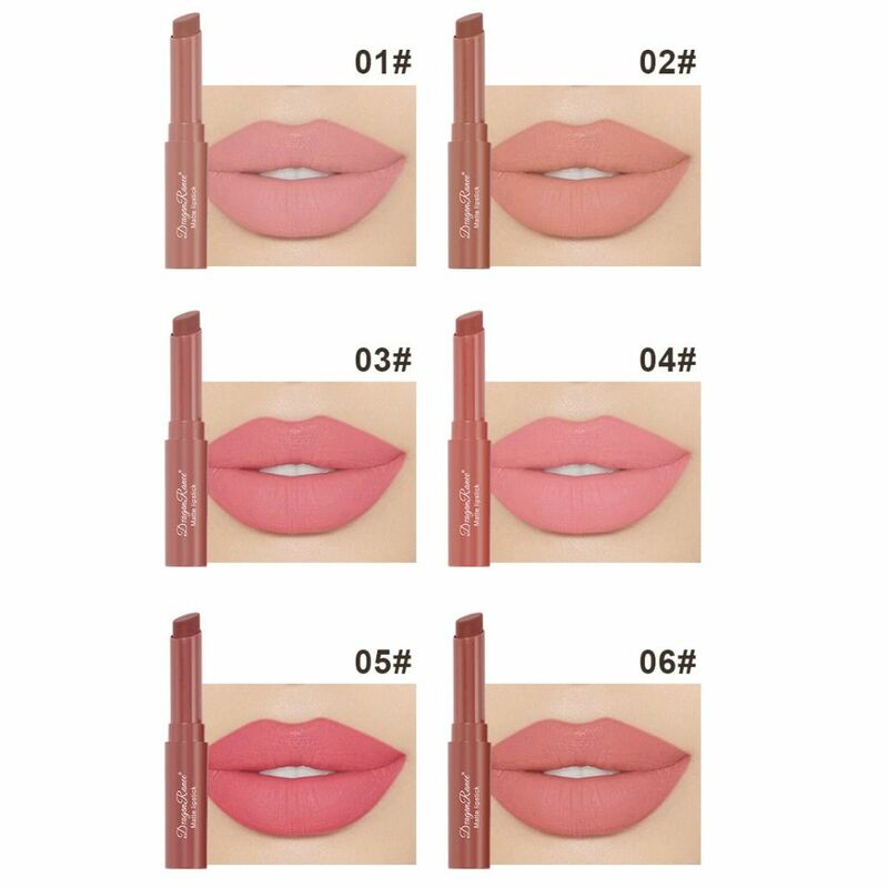 Wasserdichter matter Lippenstift Samt langlebiges Lippen Make-up nackter Lippenstift 12 Farben kosmetischer fester Lip gloss Frauen