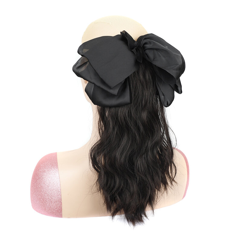 Perruque queue de cheval synthétique avec nœud pour femme, pince à cheveux, extension de cheveux bouclés ondulés, épingle à cheveux à la mode, nouveau