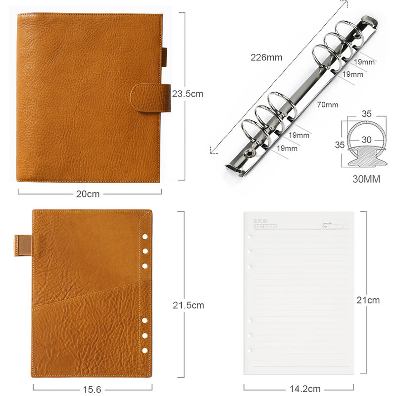 Moterm Mode-vollnarben Pflanzlich gegerbtem Leder Luxe 2,0 Serie A5 Größe Planer Notebook Agenda Organizer Notizblock Journal Sketch