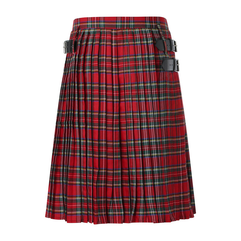 Men'S Plaid Pleated Skirt Scottish Traditional Fashion Costume Stage Performance Skirt Casual Retro Scottish Style Skirt