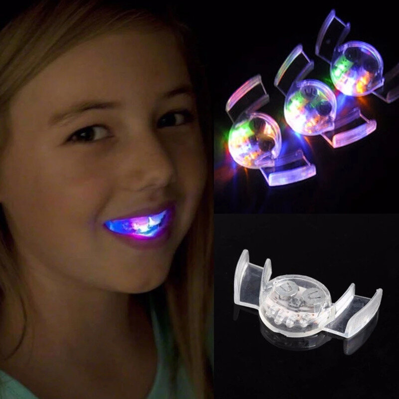 1 paio di denti da vampiro zanne Halloween Party Masquerade Vampire Prop accessori Glow Tooth LED Light Cosplay protesi luminose