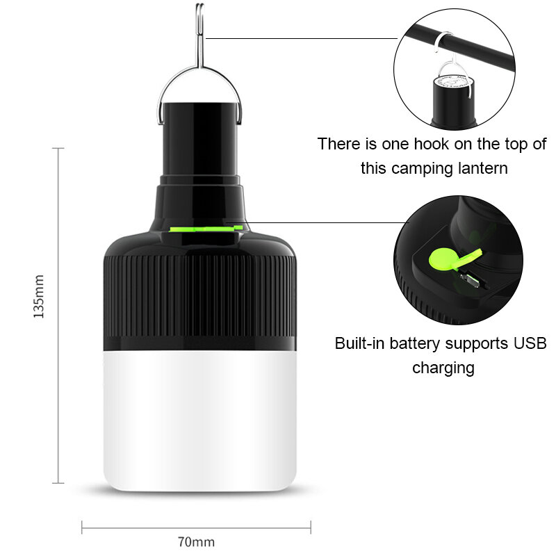 عالية لومينز LED لمبات USB قابلة للشحن قوية فانوس مصباح السوبر مشرق المحمولة المحمول لمبات مع هوك المحمولة ضوء الليل