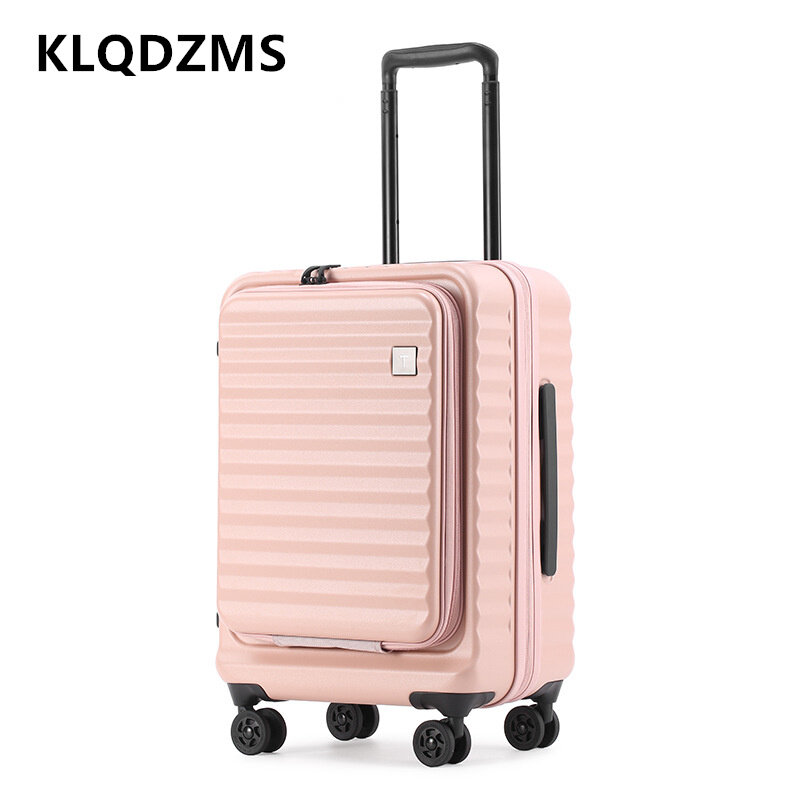 KLQDZMS PC Suitcase Front Opening Laptop Boarding Case 24"28 Inch High Capacity Trolley Case Multifunctional 20" Cabin Luggage
