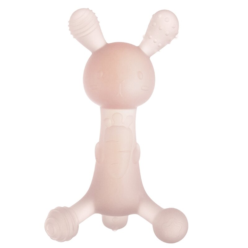 Silikonowa zabawka ząbkująca smoczek dla dziecka zabawka do żucia uroczy królik z kreskówek narzędzie do karmienia