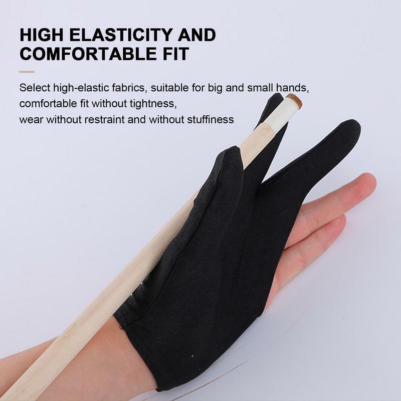Gants de billard à trois doigts pour main droite, accessoires de protection, sans doigts, snooker, isotbroderie, 2 pièces