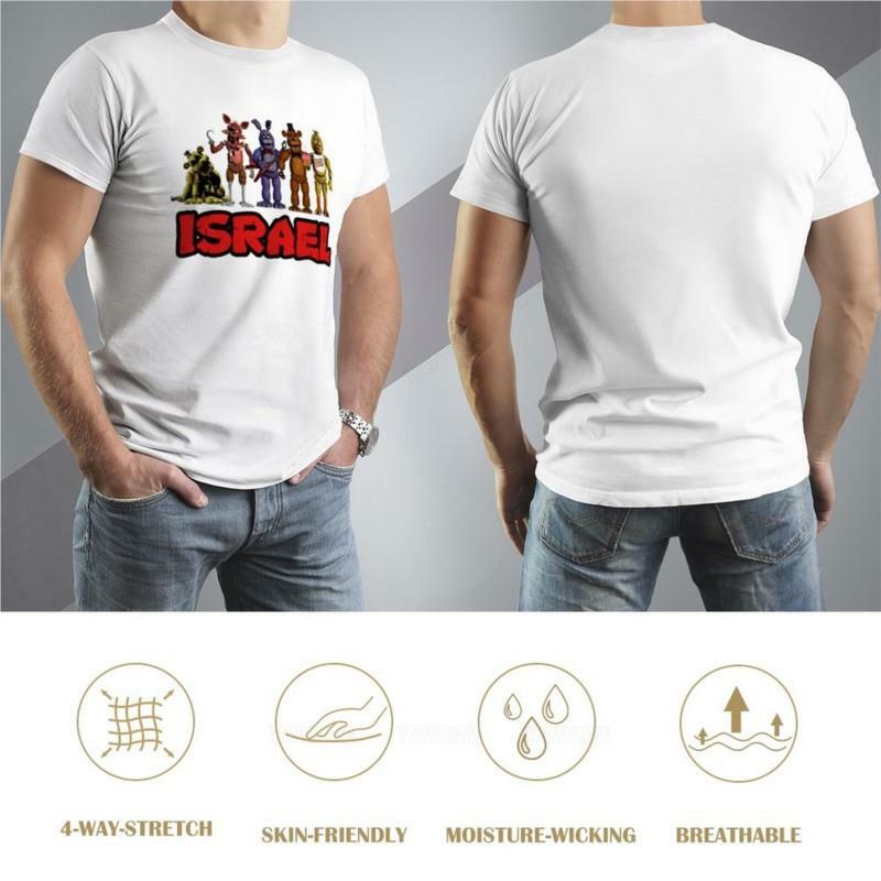 Camiseta preta masculina de algodão, camiseta anime israelense FNAF, camiseta de manga curta, suéter, blusa masculina, verão