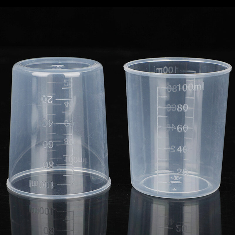 ถ้วยพลาสติกใสตวงแก้วพลาสติกแบบไม่มีด้ามอุปกรณ์ที่ใช้ในครัวในห้องปฏิบัติการ