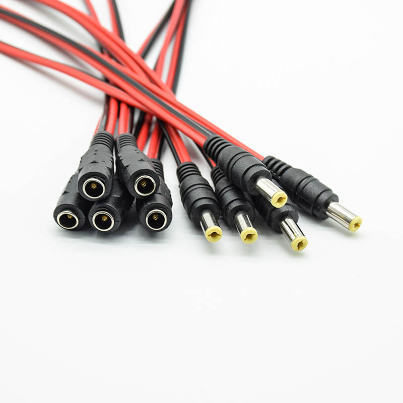 5 sztuk DC Power męski kabel żeński wtyk Adapter DC kabel wtyk złącze dla kamera telewizji przemysłowej wtyczka DC 5.5*2.1mm 5.5x2.1