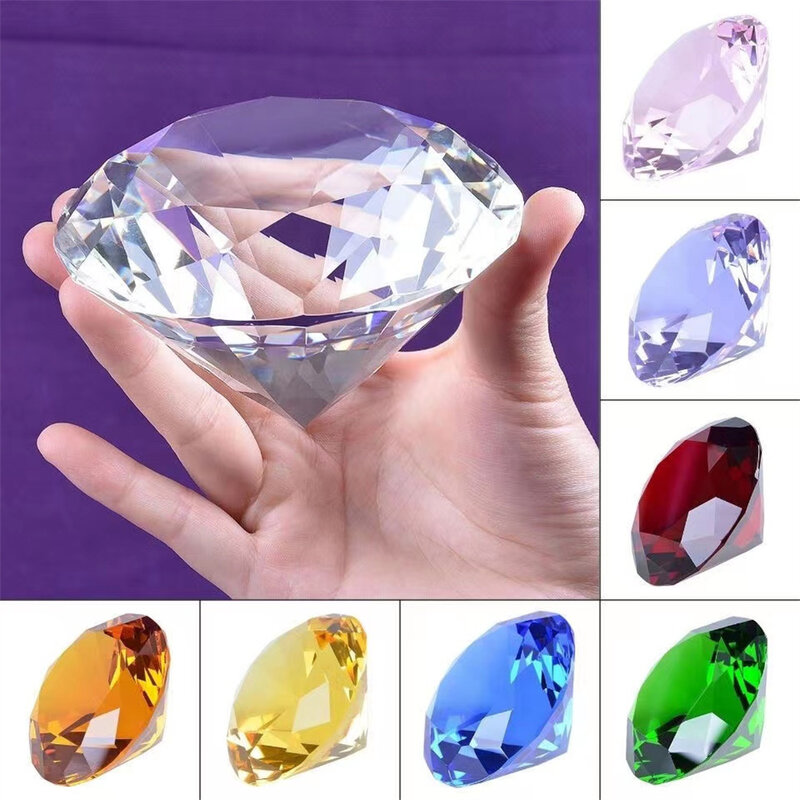 10 Kleuren Kristal Diamantvormig Presse-Papier Decoratief Geslepen Glas Gigantische Edelsteen Bruiloft Kantoor Desktop Ornament Verjaardagscadeaus